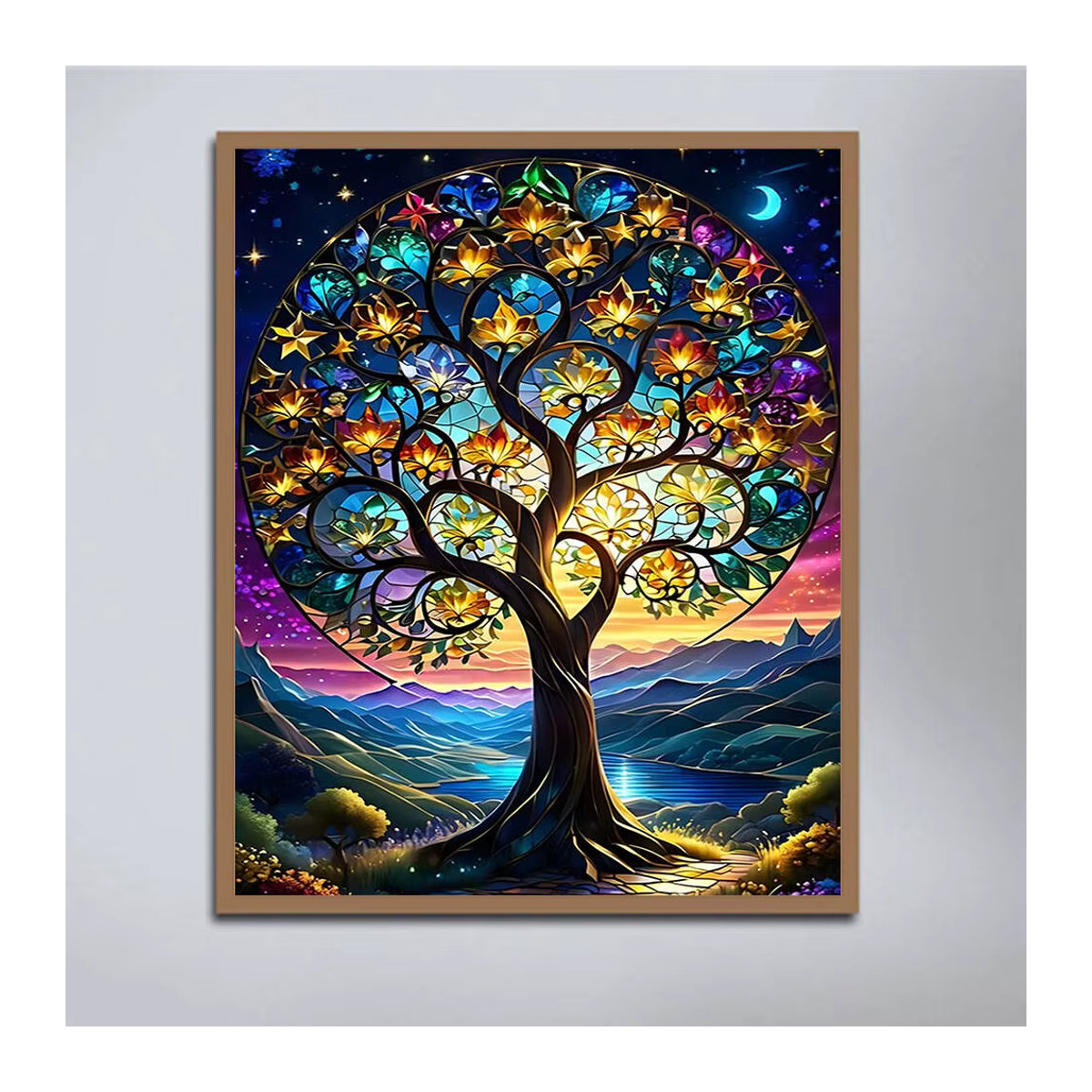 Evershine Diamond Painting Set mit Baum-Landschaftsmuster, abstrakte Mosaik-Malerei für Erwachsene und Anfänger, mehrfarbig, wandmontiert - Bild 4