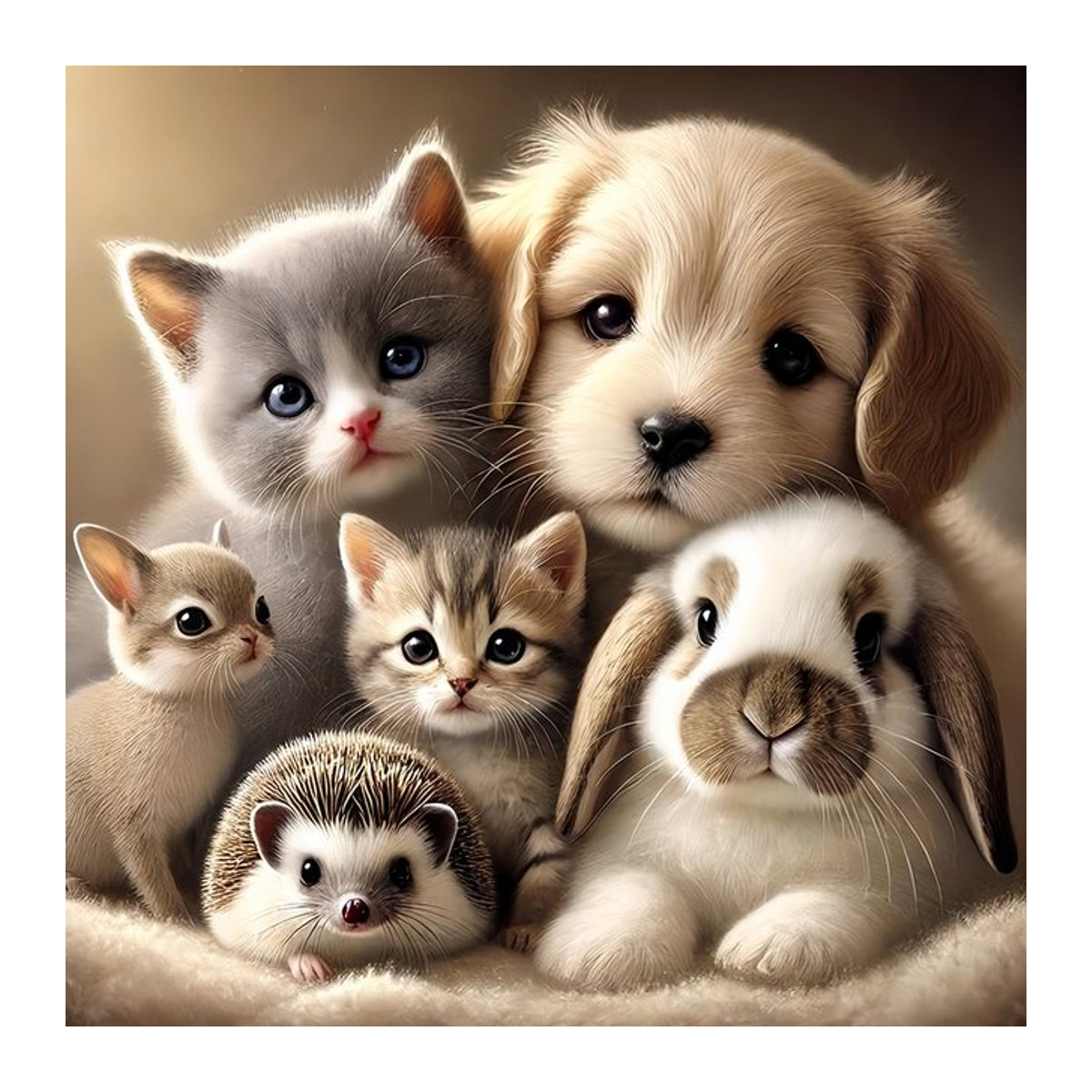 EverShine DIY 5D-Diamantgemälde Mosaik mit Tier-Motiven Hund Katze Kaninchen Igel in Mehrfarbig, quadratisch, wandmontiert - Bild 1