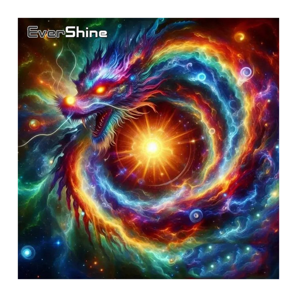 Evershine DIY 5D Diamantmalerei Drache im Sonnenuntergang als Mosaik-Bild in Mehrfarbig - Bild 1