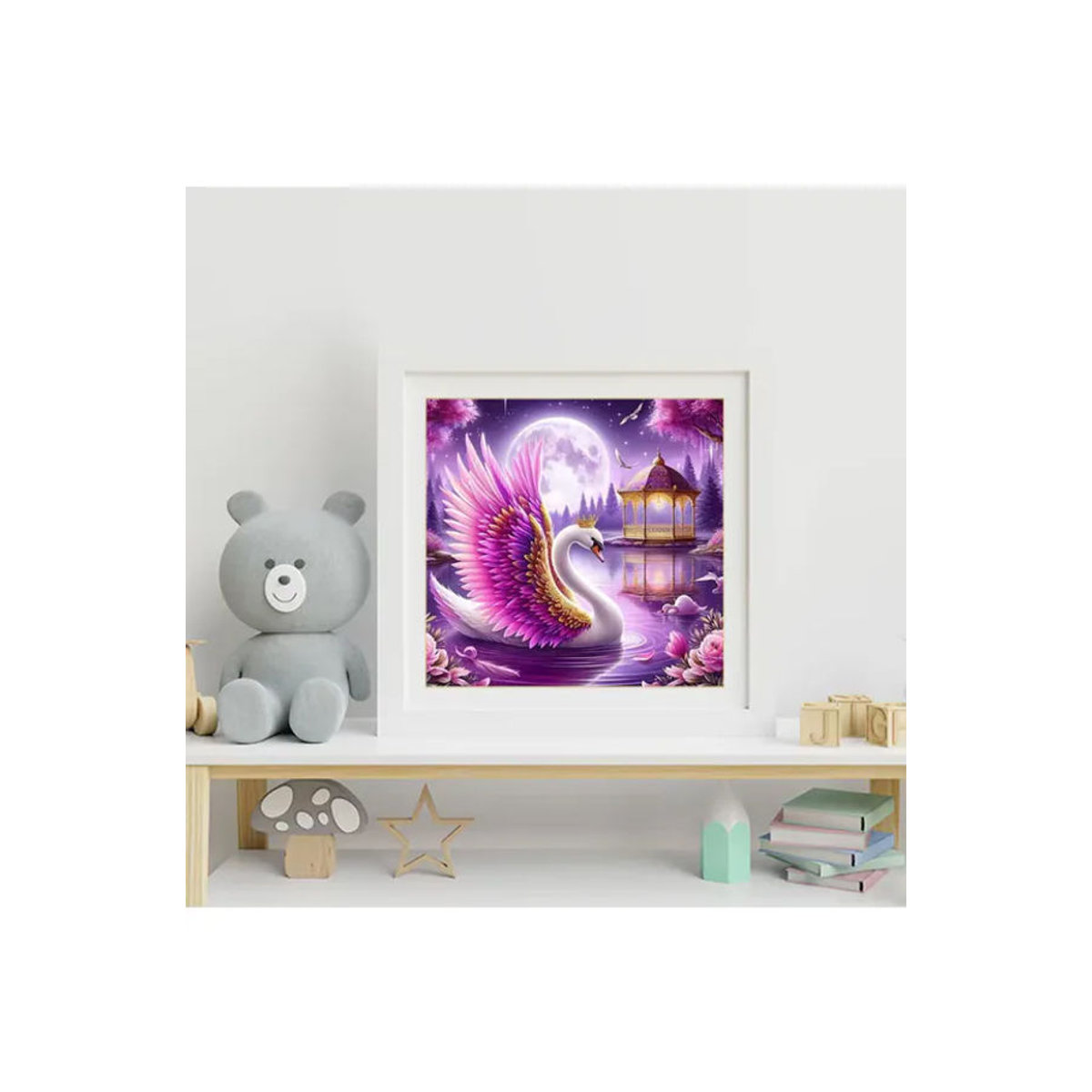 Evershine DIY Diamant-Mosaik Landschaftsbild Schwan und Mond mit Vollbesatz in Mehrfarbig - Bild 4