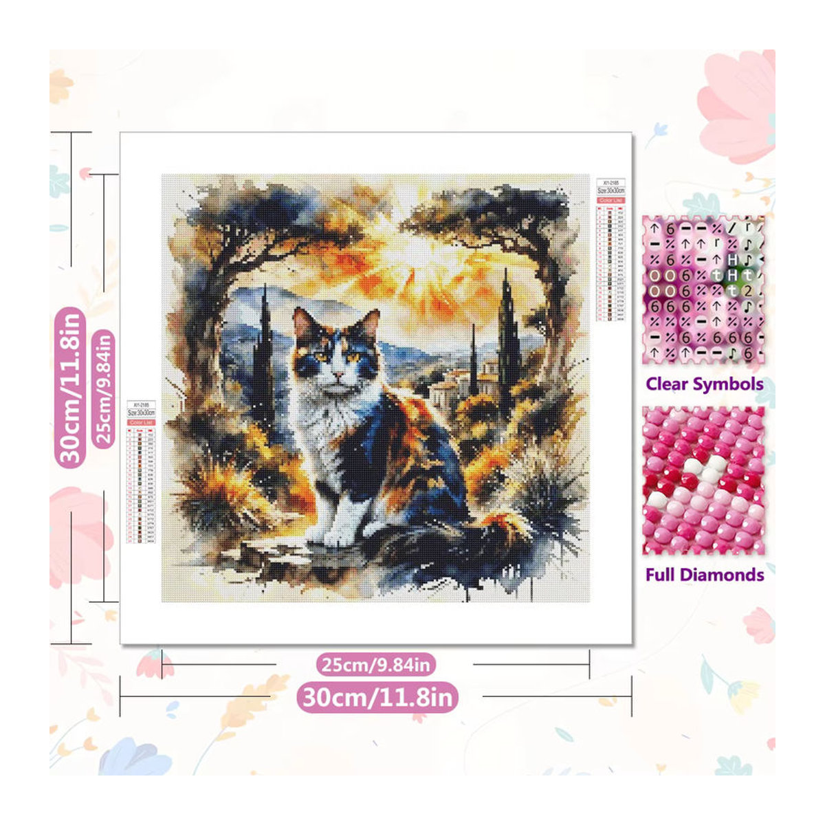 EverShine DIY Diamant-Mosaik Set Katze als Voll-Diamant-Malerei für kreative Wanddekoration, mehrfarbig - Bild 2