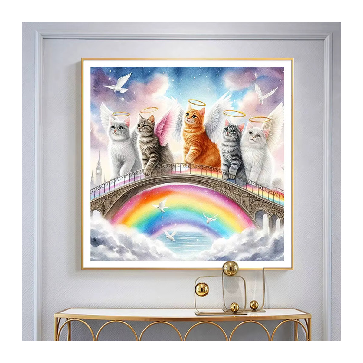 Evershine DIY Diamantmalerei Katze mit Regenbogen und Flügeln als Mosaik-Set für Kinder, mehrfarbig - Bild 3