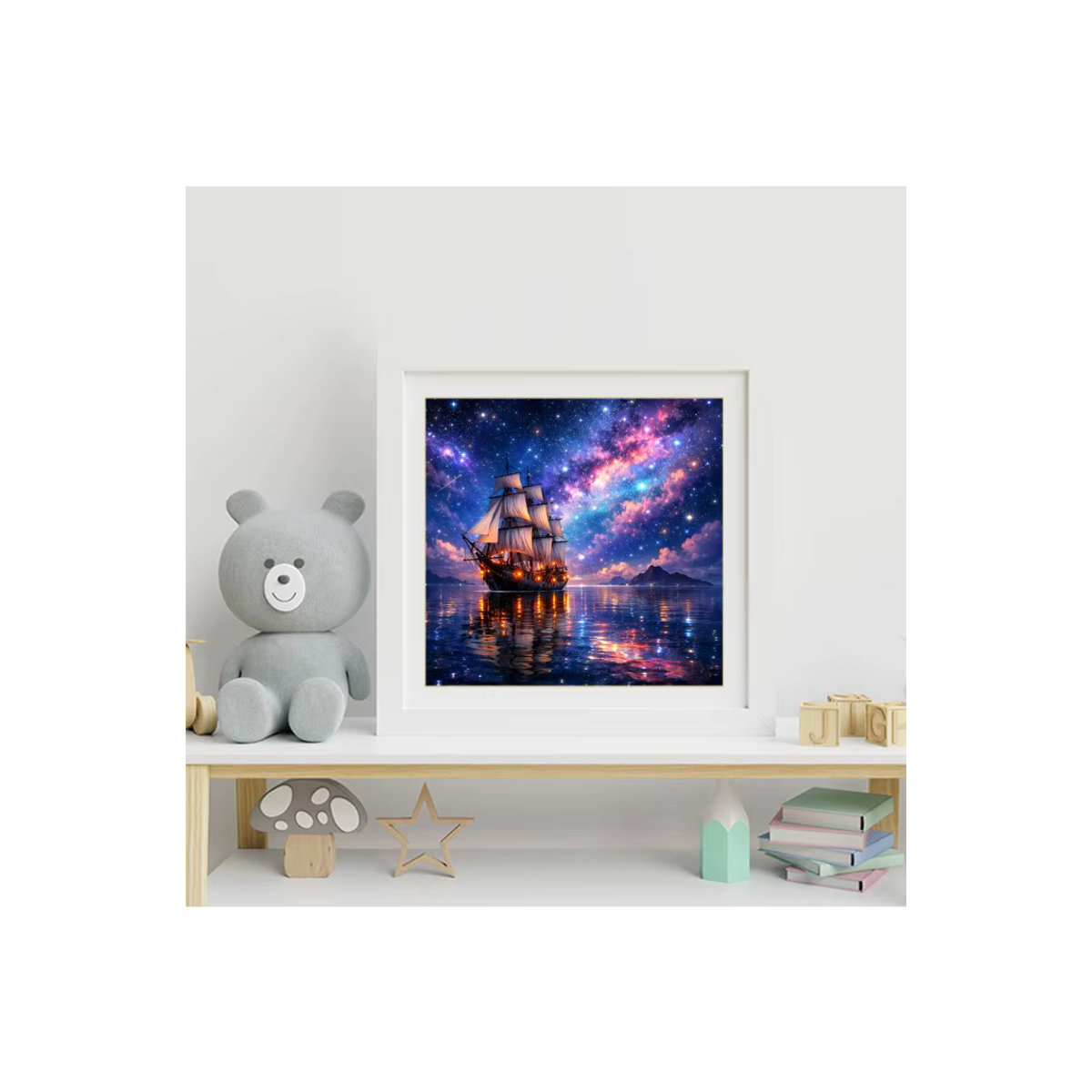 EverShine DIY Diamantmalerei Set Landschaftsbild Boot unter Sternenhimmel, mehrfarbiges Strass-Mosaik zur Stickerei für Wandkunst - Bild 4