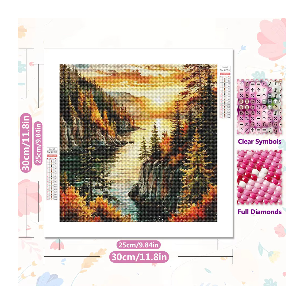 EverShine DIY Diamantmalerei Sonnenuntergang am Fluss als Mosaik-Landschaft in Mehrfarbig zur Wanddekoration - Bild 2