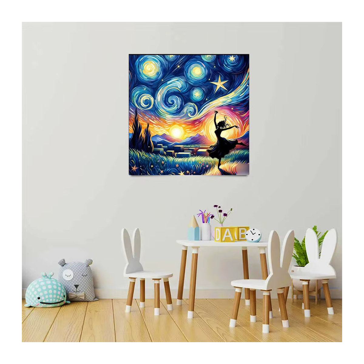 Evershine DIY Diamantstickerei Abstraktes Landschaftsmotiv Sonnenuntergang Rund, Mehrfarbig - Bild 3
