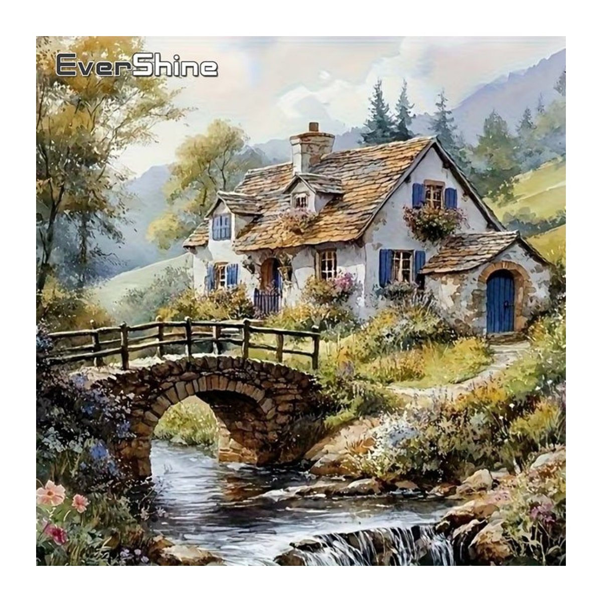 Evershine DIY Diamantstickerei Landschaft Brücke Mosaik Bild in Mehrfarbig - Bild 1