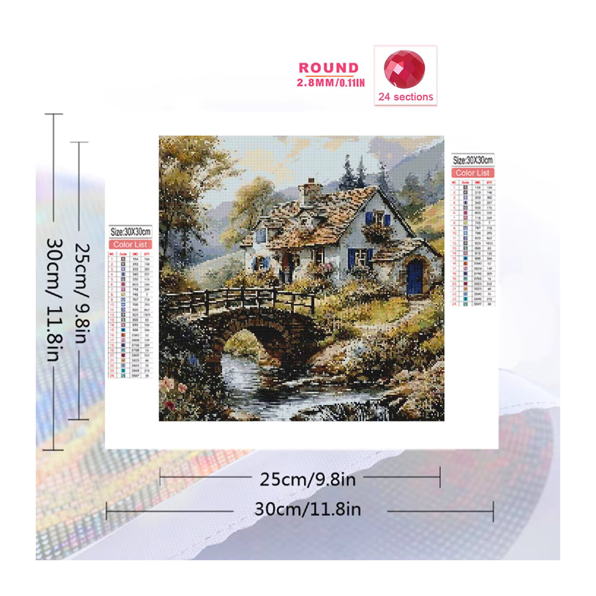 Evershine DIY Diamantstickerei Landschaft Brücke Mosaik Bild in Mehrfarbig - Bild 2
