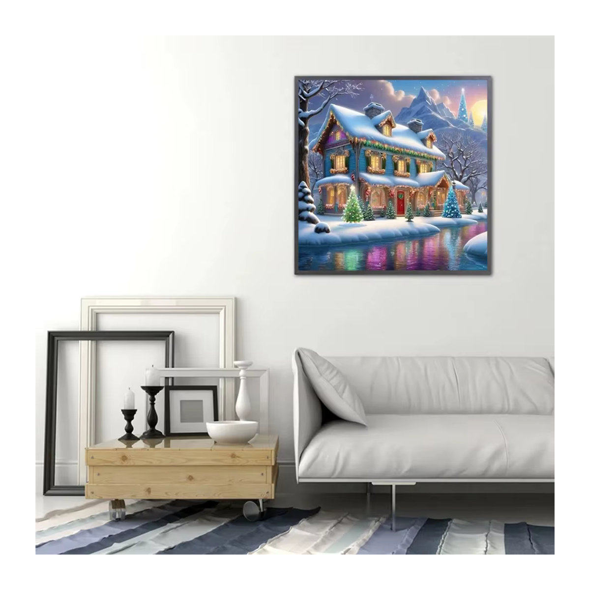 Evershine DIY Diamantstickerei Mosaik Set Landschaft mit Landhaus und Winterlandschaft in Mehrfarbig - Bild 3