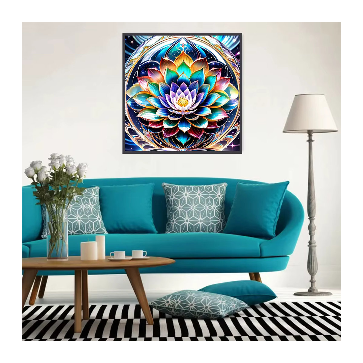 EverShine DIY Diamond Painting Kit Lotus Blume 5D Mosaik Set in mehrfarbigem orientalischem Design - Bild 3