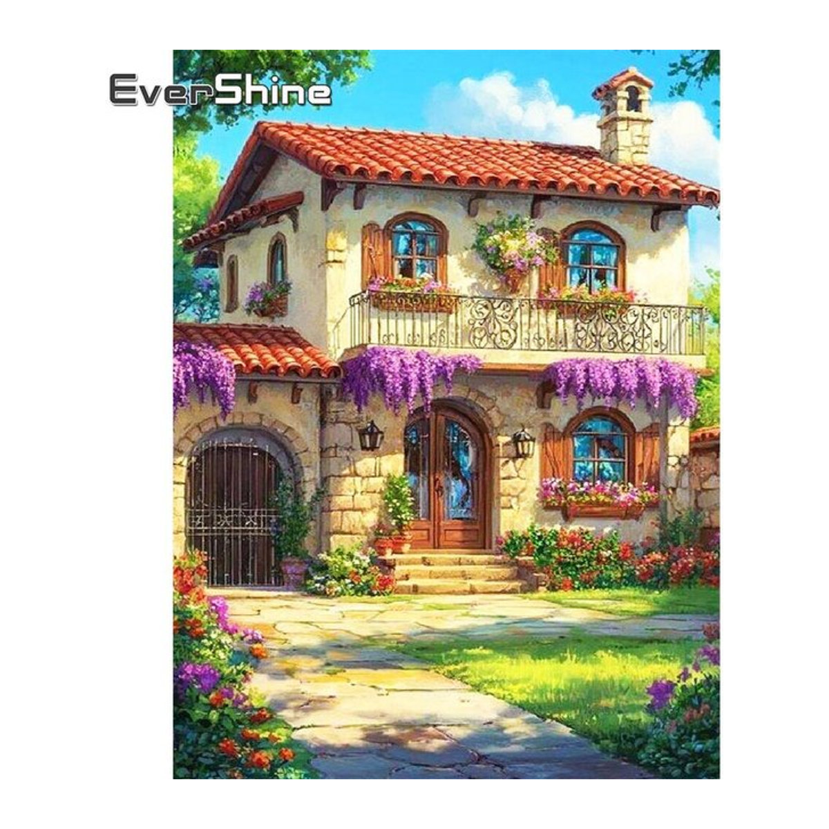 Evershine DIY Diamond Painting Set Gartenlandschaft als Mosaik-Malerei in Mehrfarbig mit Rundsteinen zur Wanddekoration - Bild 1