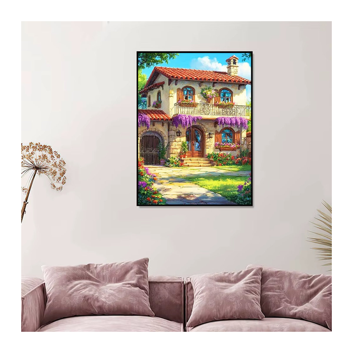 Evershine DIY Diamond Painting Set Gartenlandschaft als Mosaik-Malerei in Mehrfarbig mit Rundsteinen zur Wanddekoration - Bild 3