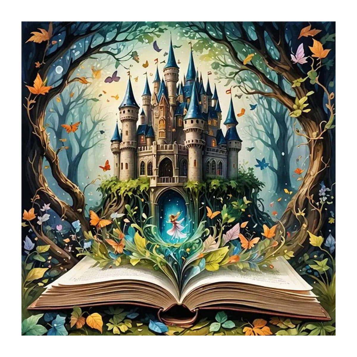 EverShine DIY Diamond Painting Set Landschaft mit Schloss und Wald als mehrfarbiges Mosaik zur Wandmontage - Bild 1
