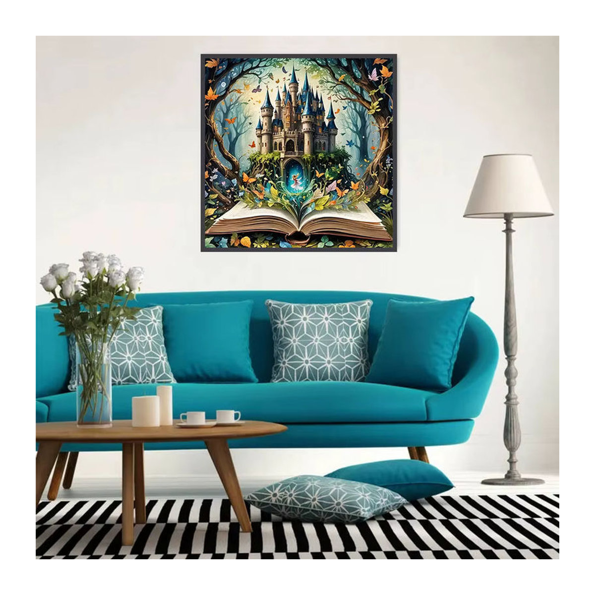 EverShine DIY Diamond Painting Set Landschaft mit Schloss und Wald als mehrfarbiges Mosaik zur Wandmontage - Bild 3
