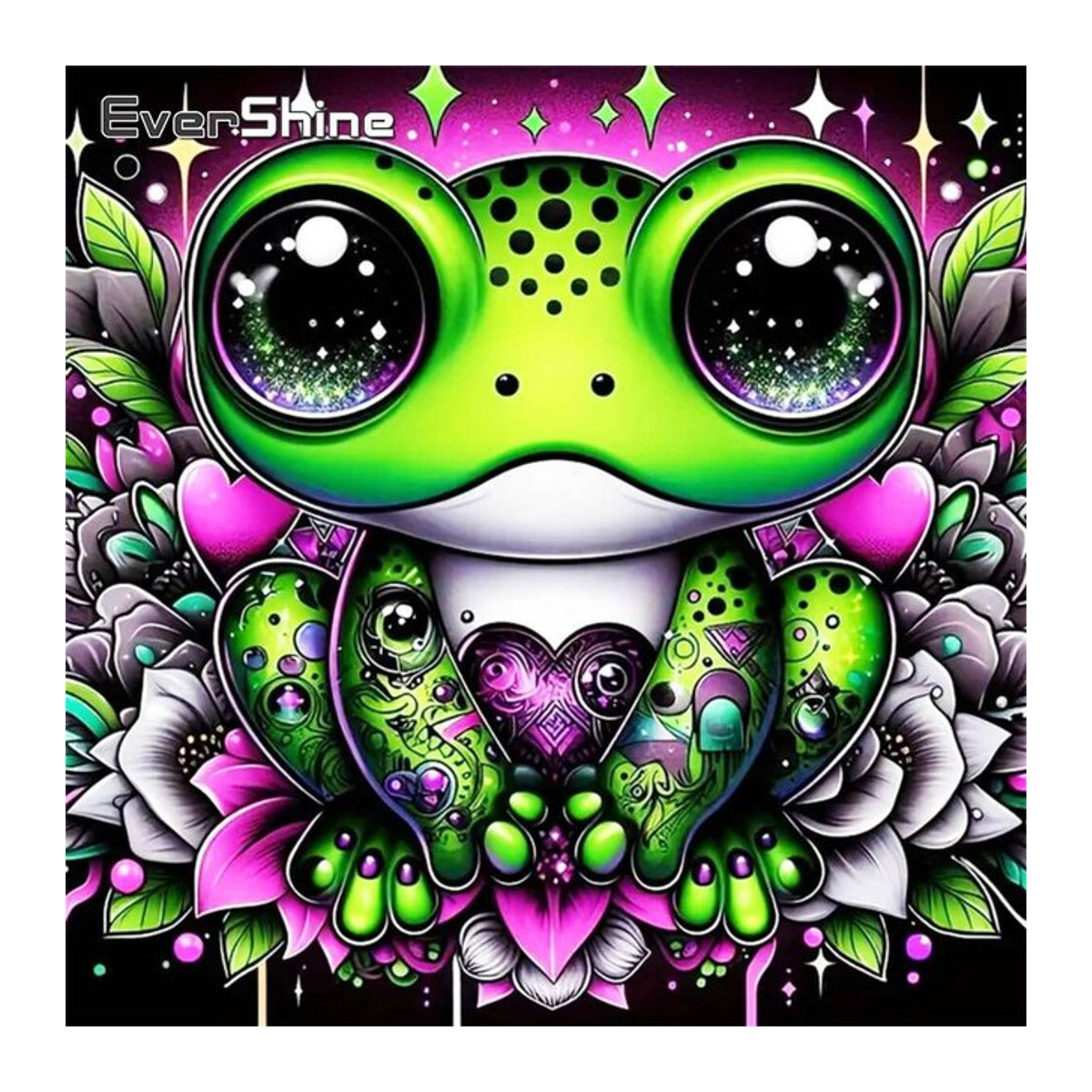 Evershine DIY Frosch Diamant Malerei als Cartoon Wanddekoration für Erwachsene und Anfänger, mehrfarbig - Bild 1