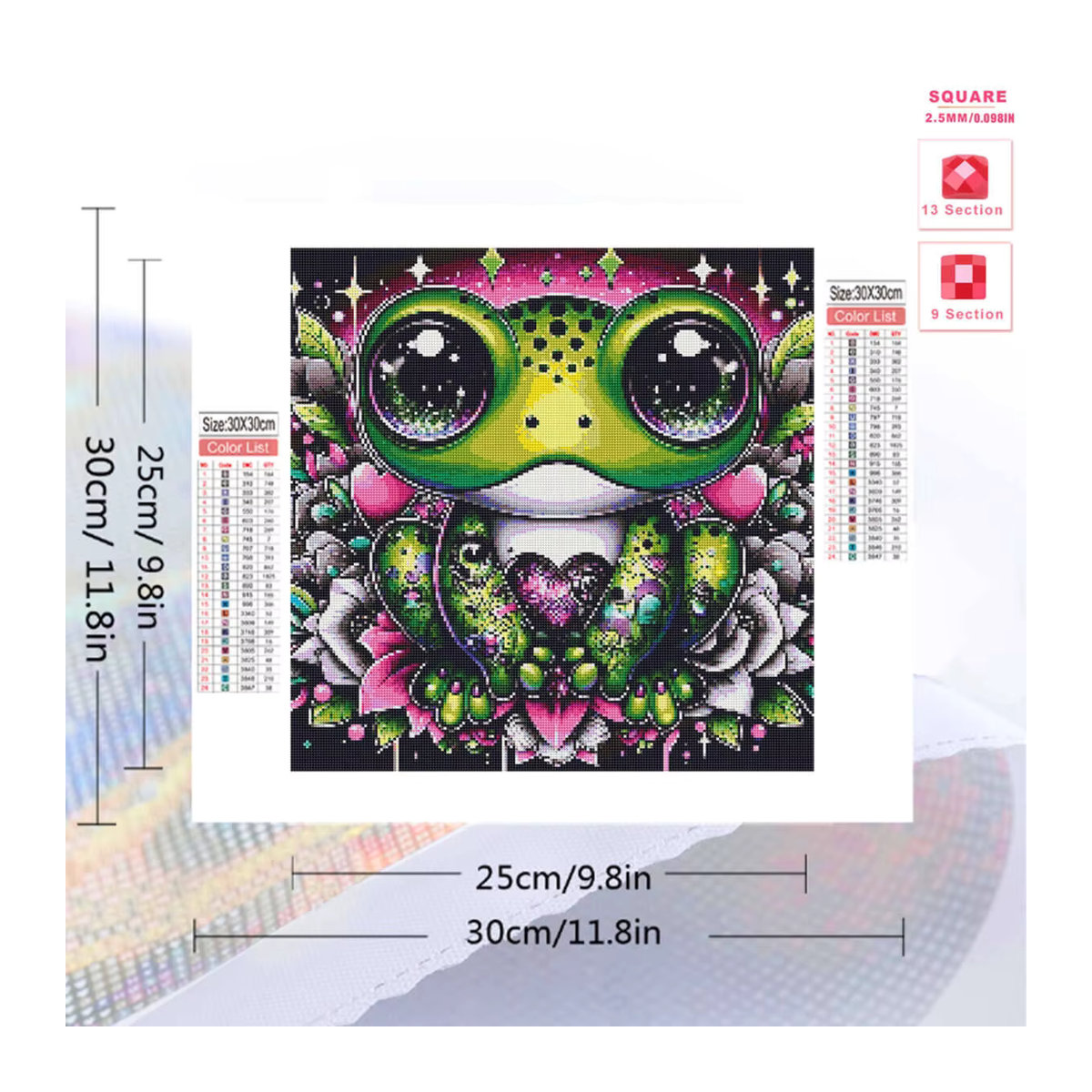 Evershine DIY Frosch Diamant Malerei als Cartoon Wanddekoration für Erwachsene und Anfänger, mehrfarbig - Bild 2