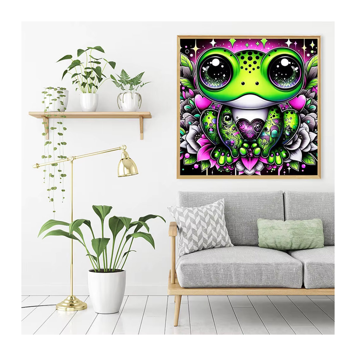 Evershine DIY Frosch Diamant Malerei als Cartoon Wanddekoration für Erwachsene und Anfänger, mehrfarbig - Bild 3