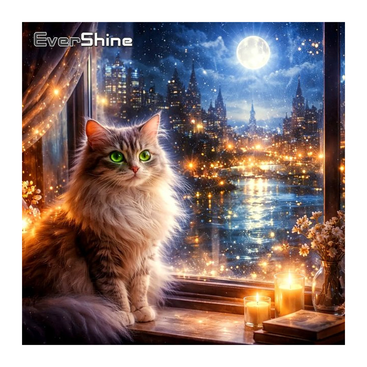 EverShine Tier-Diamant-Mosaik Katzenbild mit Strass-Stickerei als mehrfarbige Heimdekoration - Bild 1
