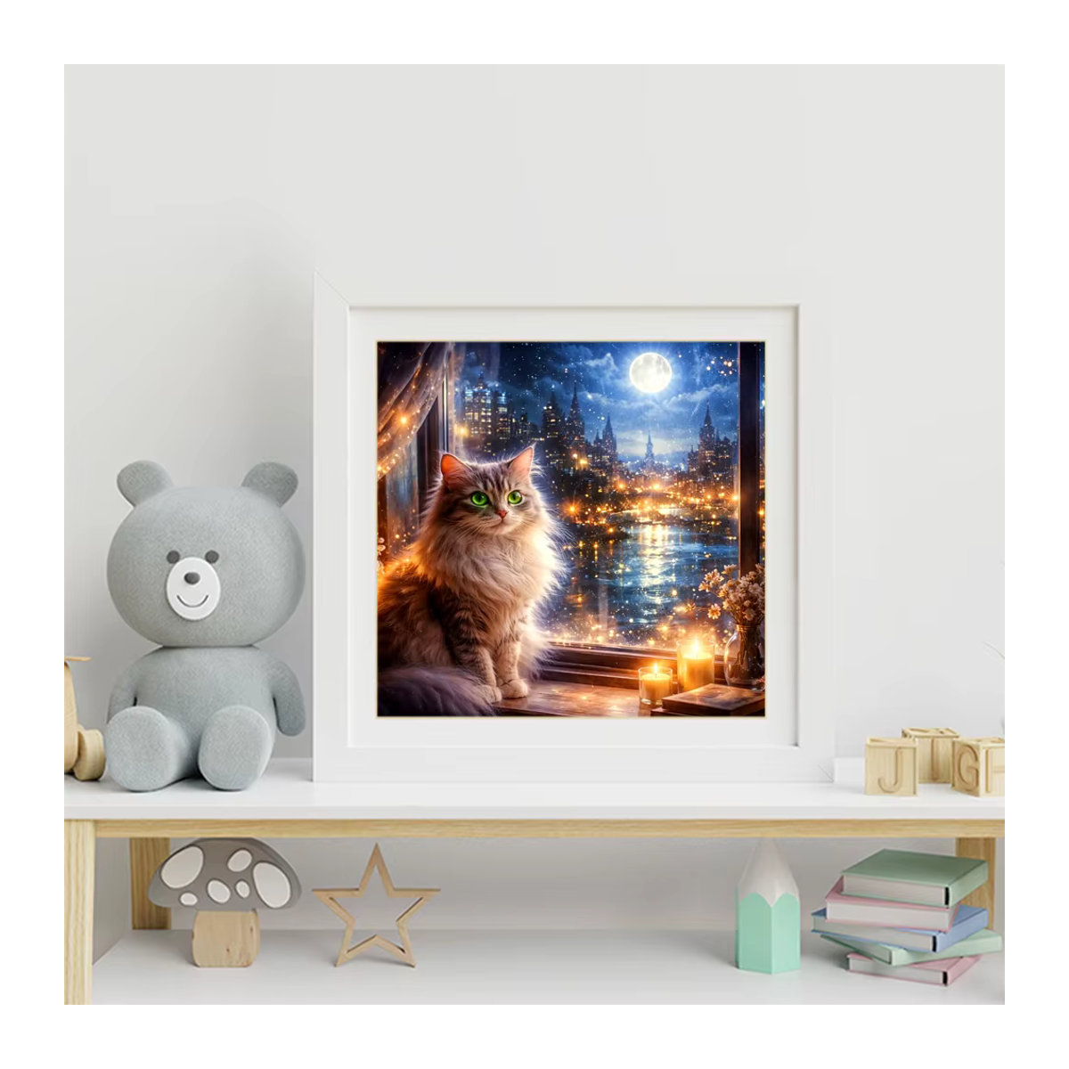 EverShine Tier-Diamant-Mosaik Katzenbild mit Strass-Stickerei als mehrfarbige Heimdekoration - Bild 3