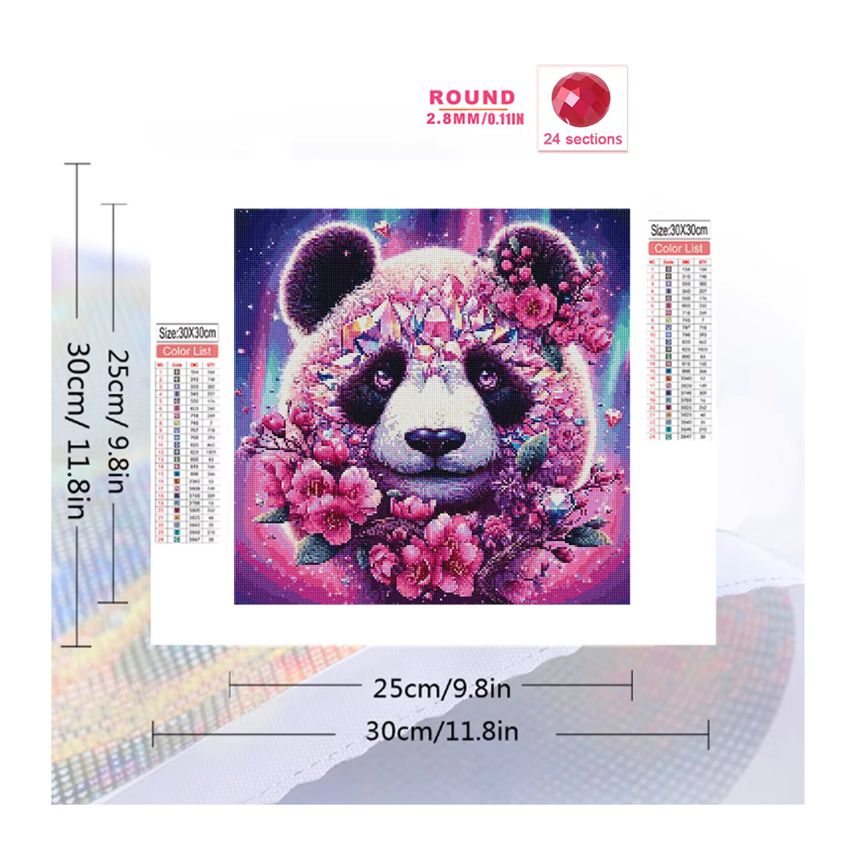 Evershine Voll-Diamant-Malerei Panda-Motiv mit Kirschblüten in Mehrfarbig als Strass-Stickerei und Tier-Mosaik zur Heimdekoration - Bild 2