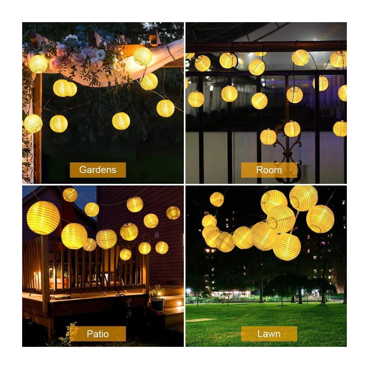 Everso Solar Outdoor Licht Girlande mit 30 warmweißen LEDs, Wasserdichte Garten Laterne in Gelb, 6.5m - Bild 5