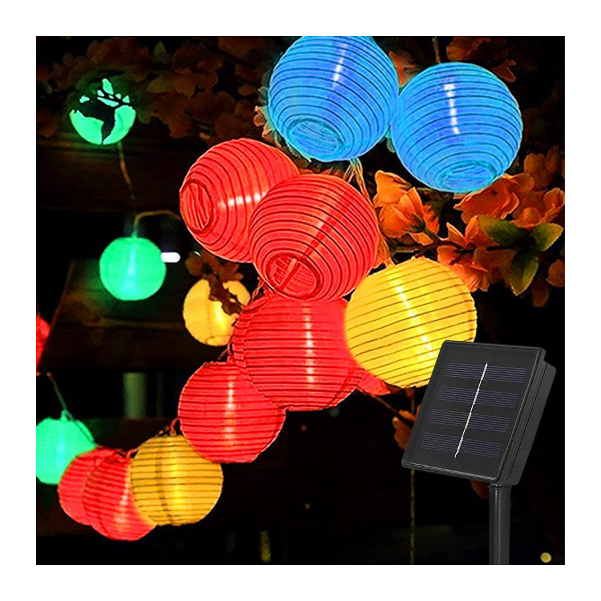 Everso Solar Outdoor Licht Girlande mit 30 warmweißen LEDs, Wasserdichte Garten Laterne in Gelb, 6.5m - Bild 7