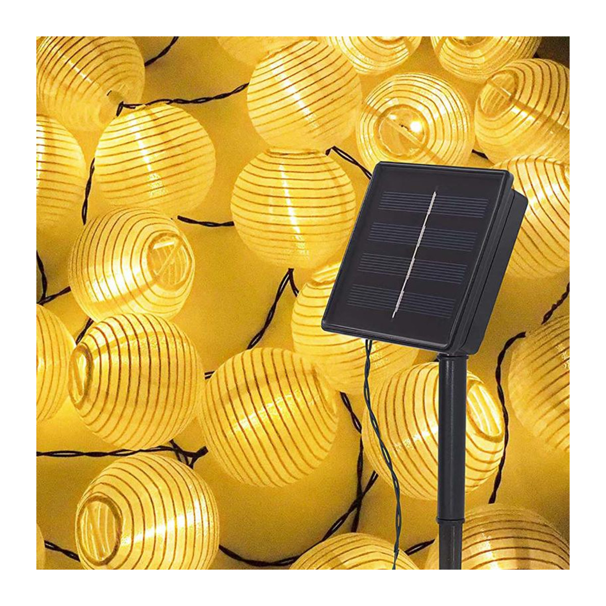 Everso Solar Outdoor Licht Girlande mit 30 warmweißen LEDs, Wasserdichte Garten Laterne in Gelb, 6.5m - Bild 9