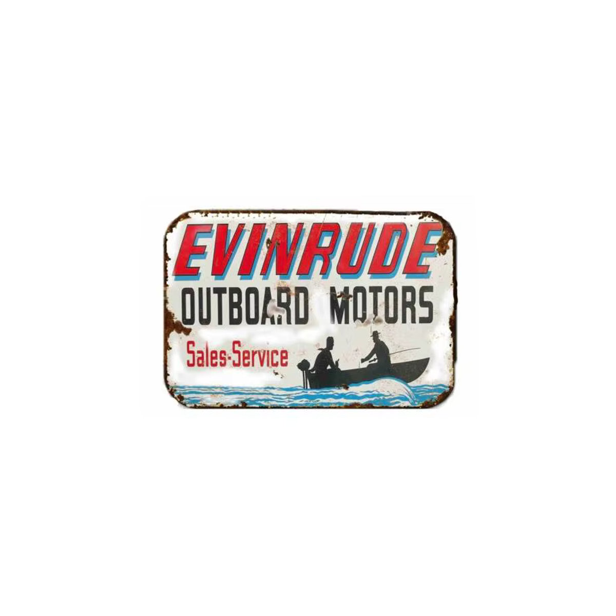 Evinrude Vintage-Werbung Blechschild für Außenbordmotoren, mehrfarbig, Metall, Rechteck, Querformat, Breite: 20 cm, Höhe: 14 cm - Bild 2