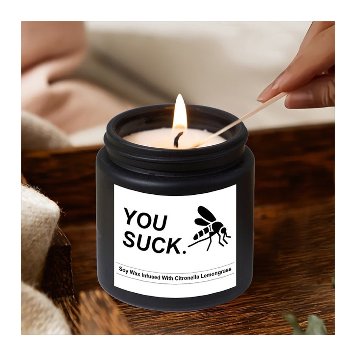 EVODUCK Sojawachskerze mit Citronella und Zitronengras in Schwarz, Zylindrisch, B/T/H: 6,5 x 6 x 6 cm - Bild 1