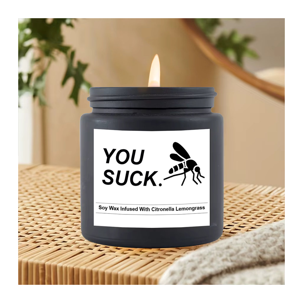 EVODUCK Sojawachskerze mit Citronella und Zitronengras in Schwarz, Zylindrisch, B/T/H: 6,5 x 6 x 6 cm - Bild 2