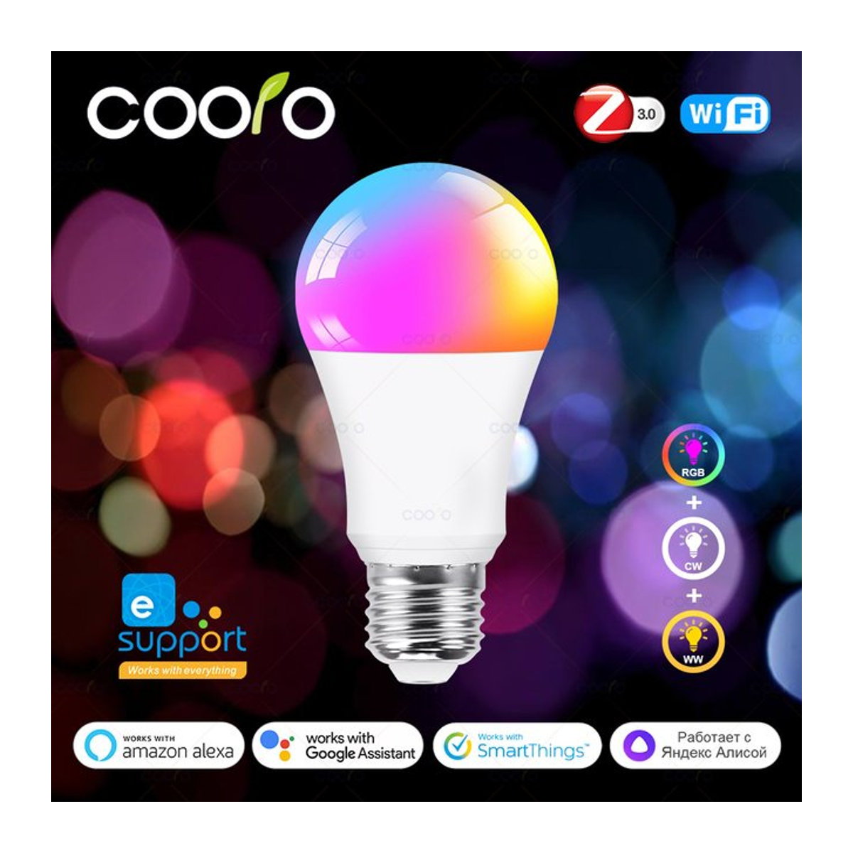 Ewelink Smart-Lampe E27 Zigbee WiFi LED Glühbirne RGB Bunt 18W kompatibel mit Alexa Google Assistant und Yandex Alice - Bild 1