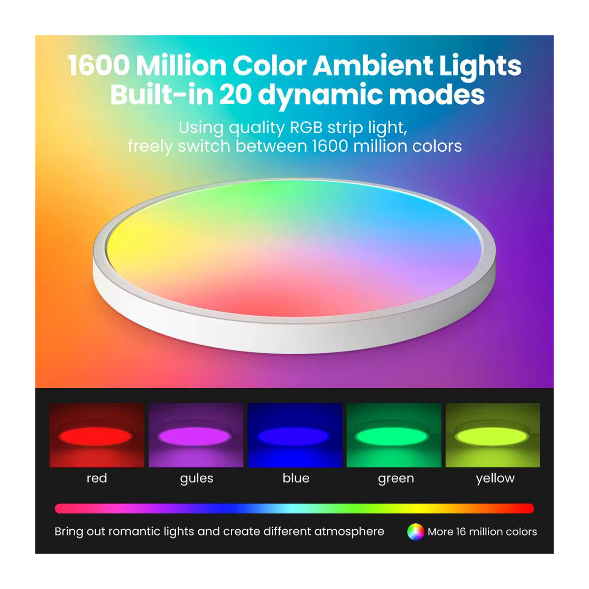 Ewelink Smart Zigbee LED Deckenleuchte 24W RGB Runde Umgebungslampe mit App-Steuerung für Alexa, Google Home und Yandex in Bunt - Bild 2