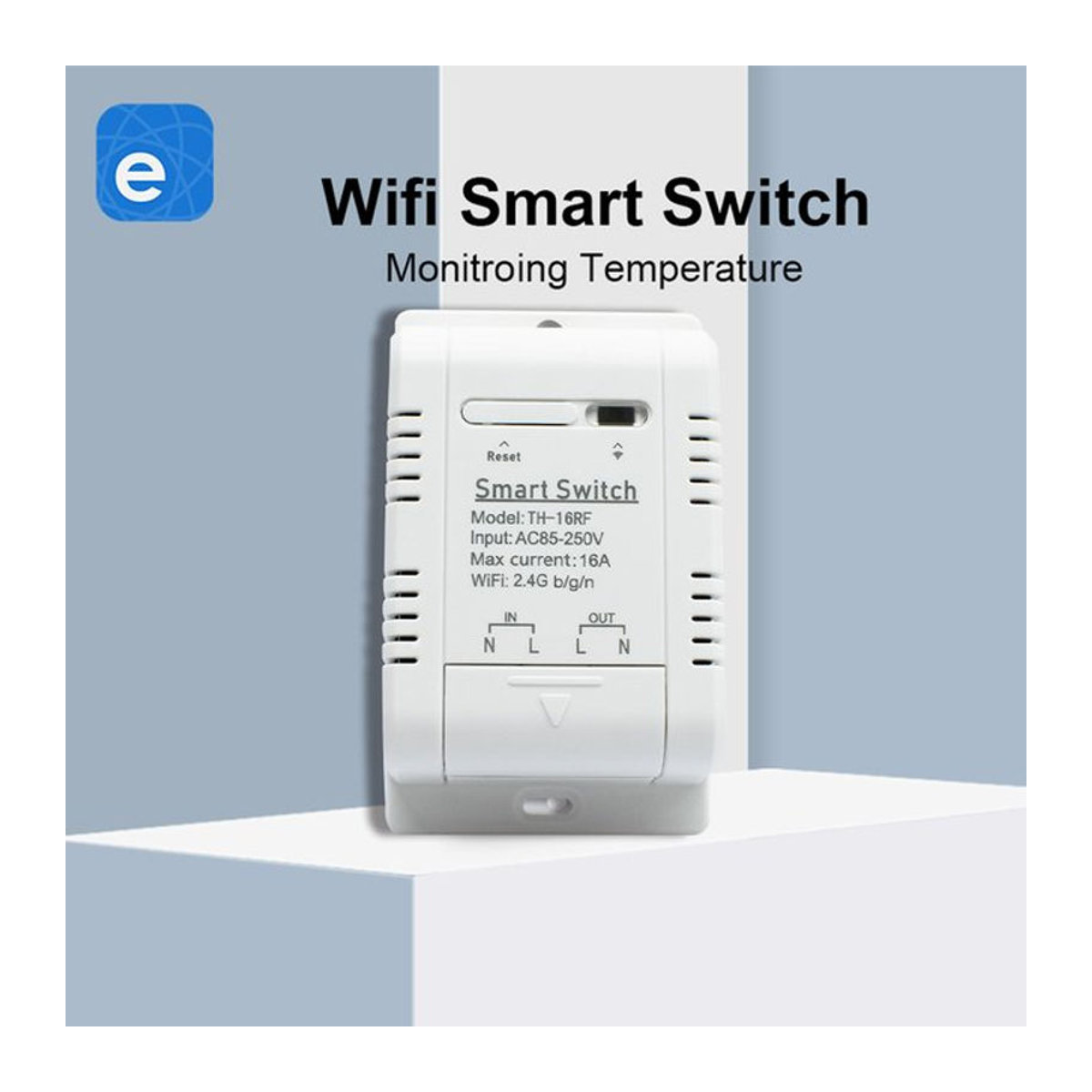 eWeLink TH-16RF16A Smart-Relais mit Temperaturüberwachung, 3000W WLAN Schalter mit App-Steuerung, kompatibel mit Google Home, Weiß - Bild 1