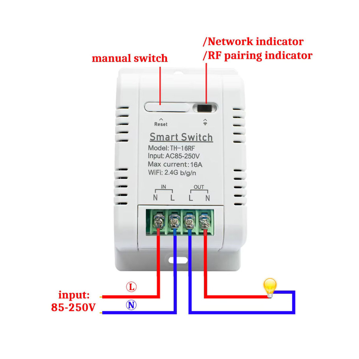 eWeLink TH-16RF16A Smart-Relais mit Temperaturüberwachung, 3000W WLAN Schalter mit App-Steuerung, kompatibel mit Google Home, Weiß - Bild 2