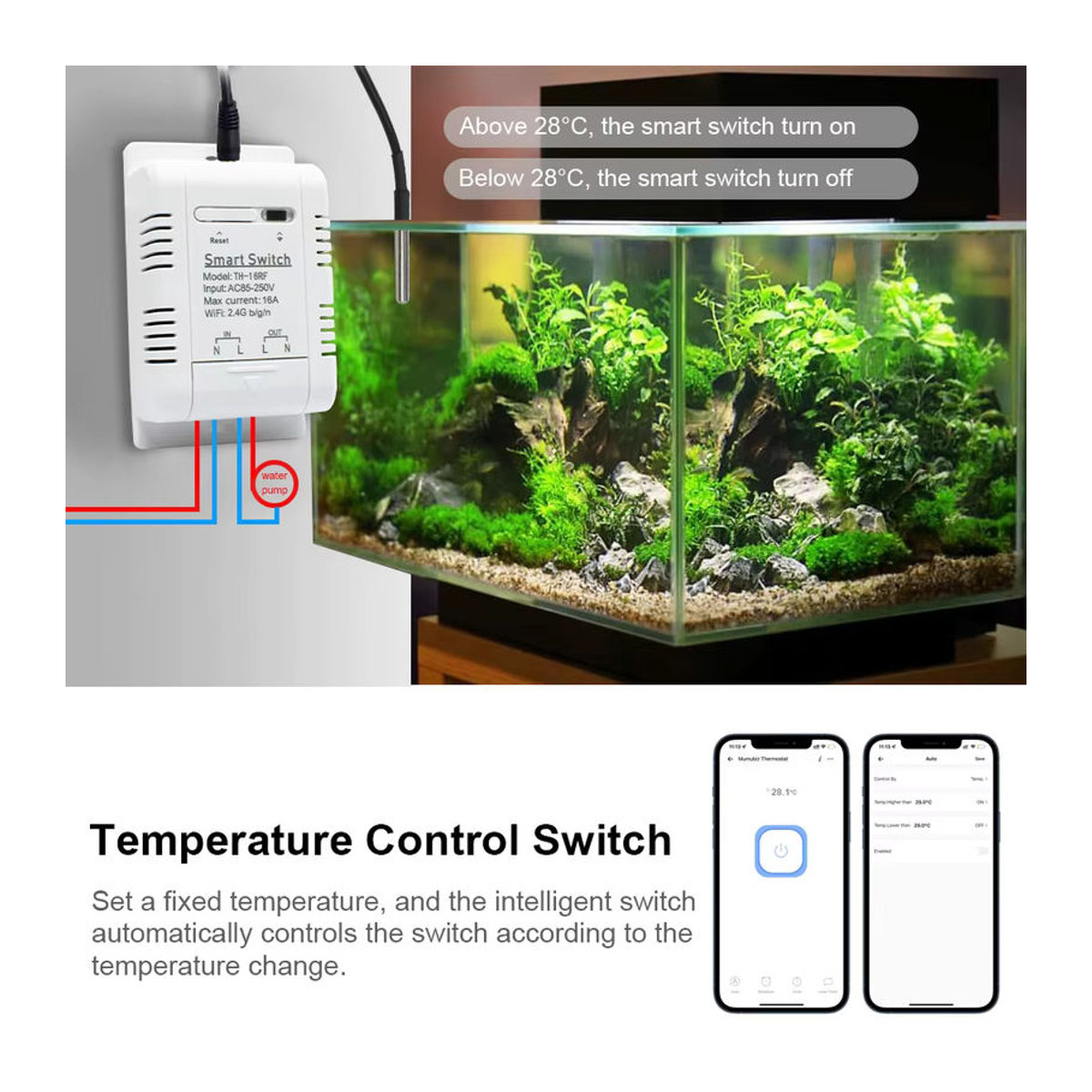eWeLink TH-16RF16A Smart-Relais mit Temperaturüberwachung, 3000W WLAN Schalter mit App-Steuerung, kompatibel mit Google Home, Weiß - Bild 4