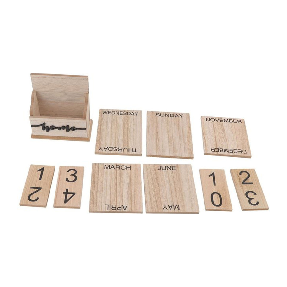 Ewiger Schreibtischkalender aus Holz von OutsideWorld in Braun im Retro-Design - Bild 1