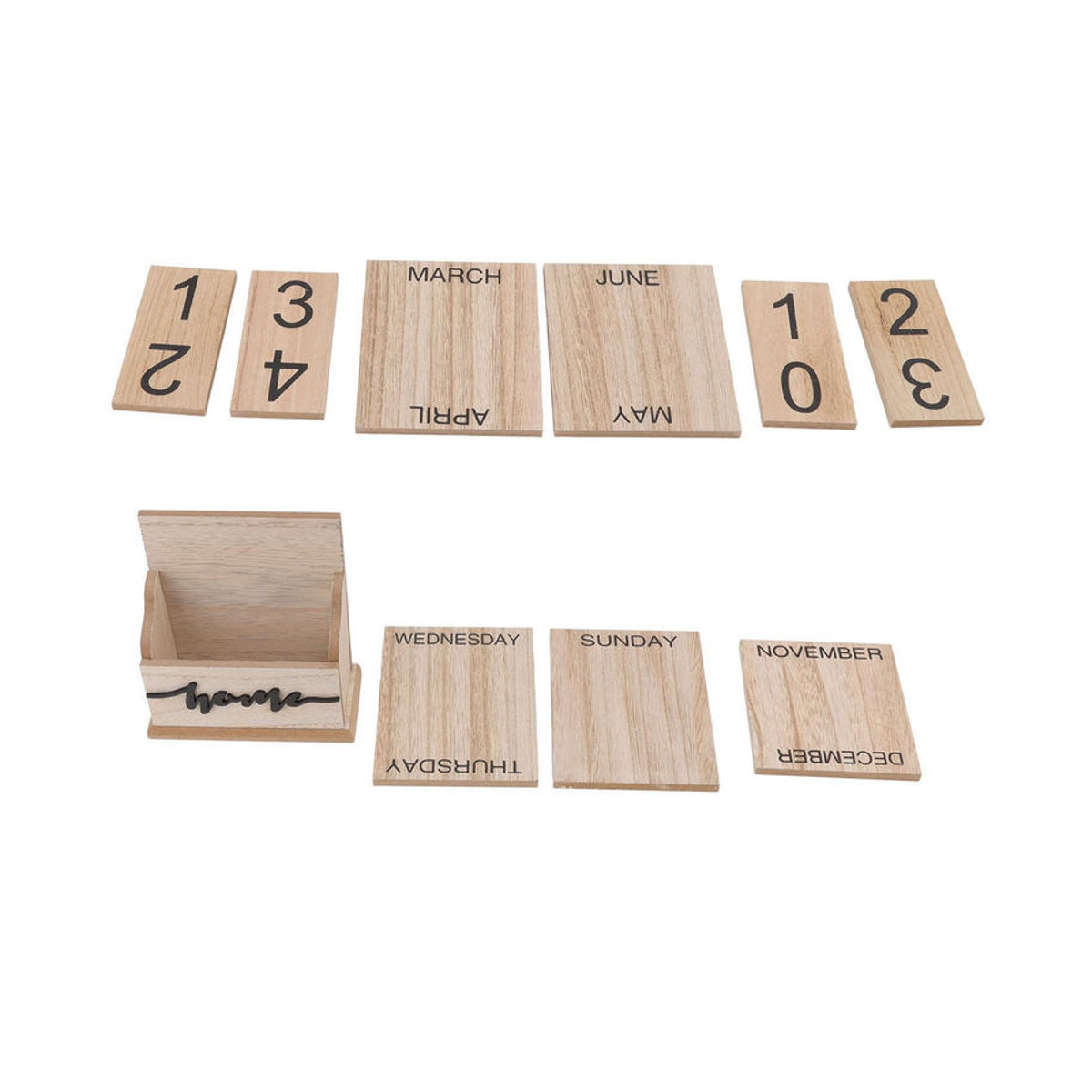 Ewiger Schreibtischkalender aus Holz von OutsideWorld in Braun im Retro-Design - Bild 2