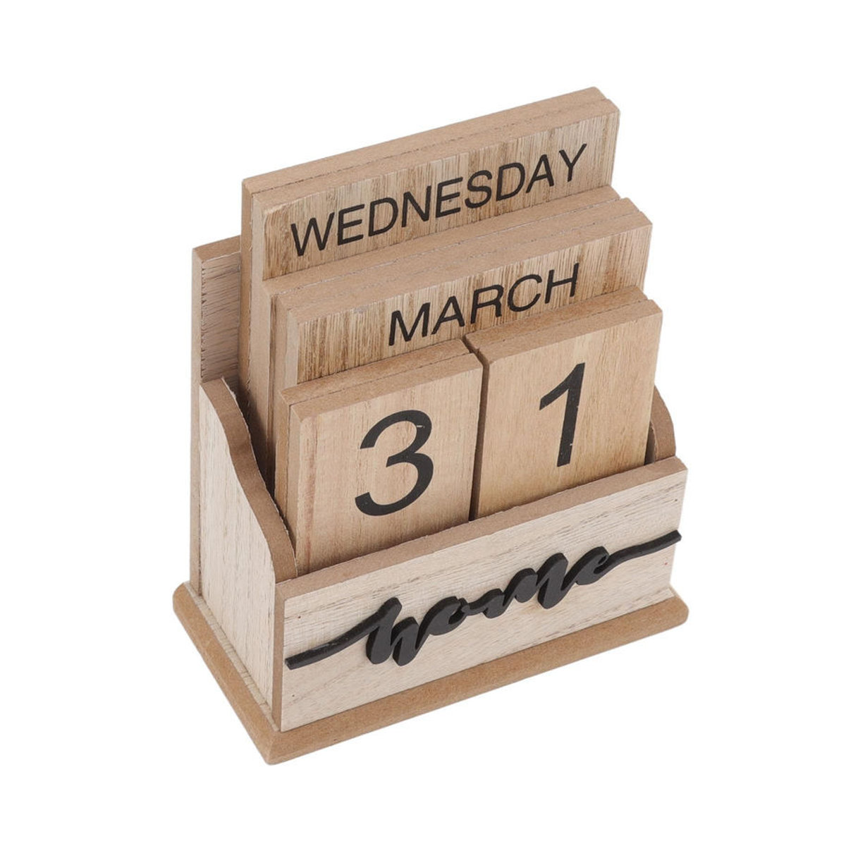 Ewiger Schreibtischkalender aus Holz von OutsideWorld in Braun im Retro-Design - Bild 6