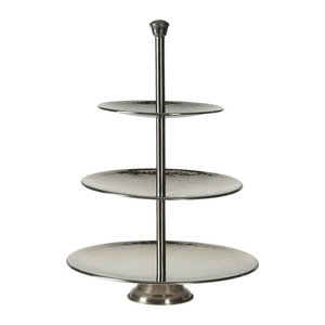 Excellent Houseware Etagere aus Metall in Silber, rund und modern, Höhe: 36,5 cm, Durchmesser: 25 cm