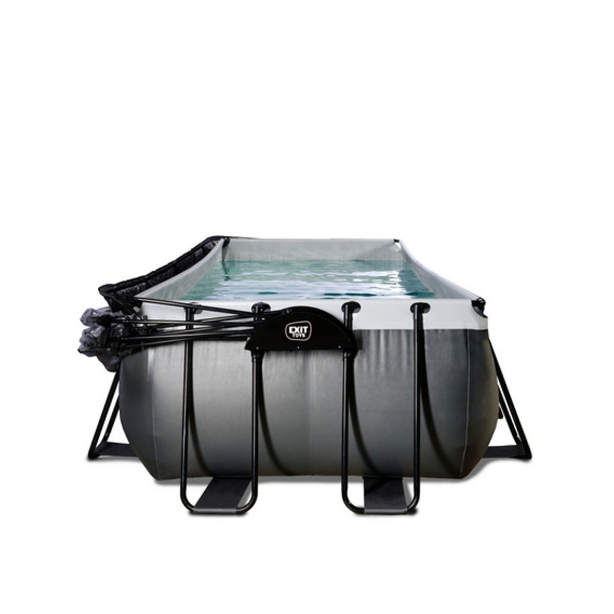 EXIT Black Leather Pool in Schwarz mit Sandfilterpumpe, Abdeckung und Wärmepumpe, Breite: 250 cm - Bild 3