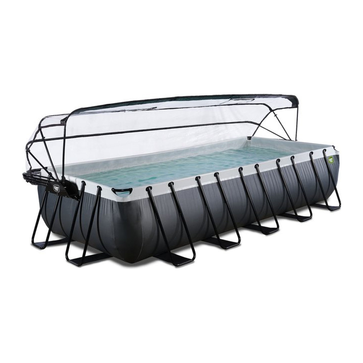 EXIT Black Leather Pool in Schwarz mit Sandfilterpumpe und Abdeckung B/T/H: 540 x 250 x 100 cm - Bild 1