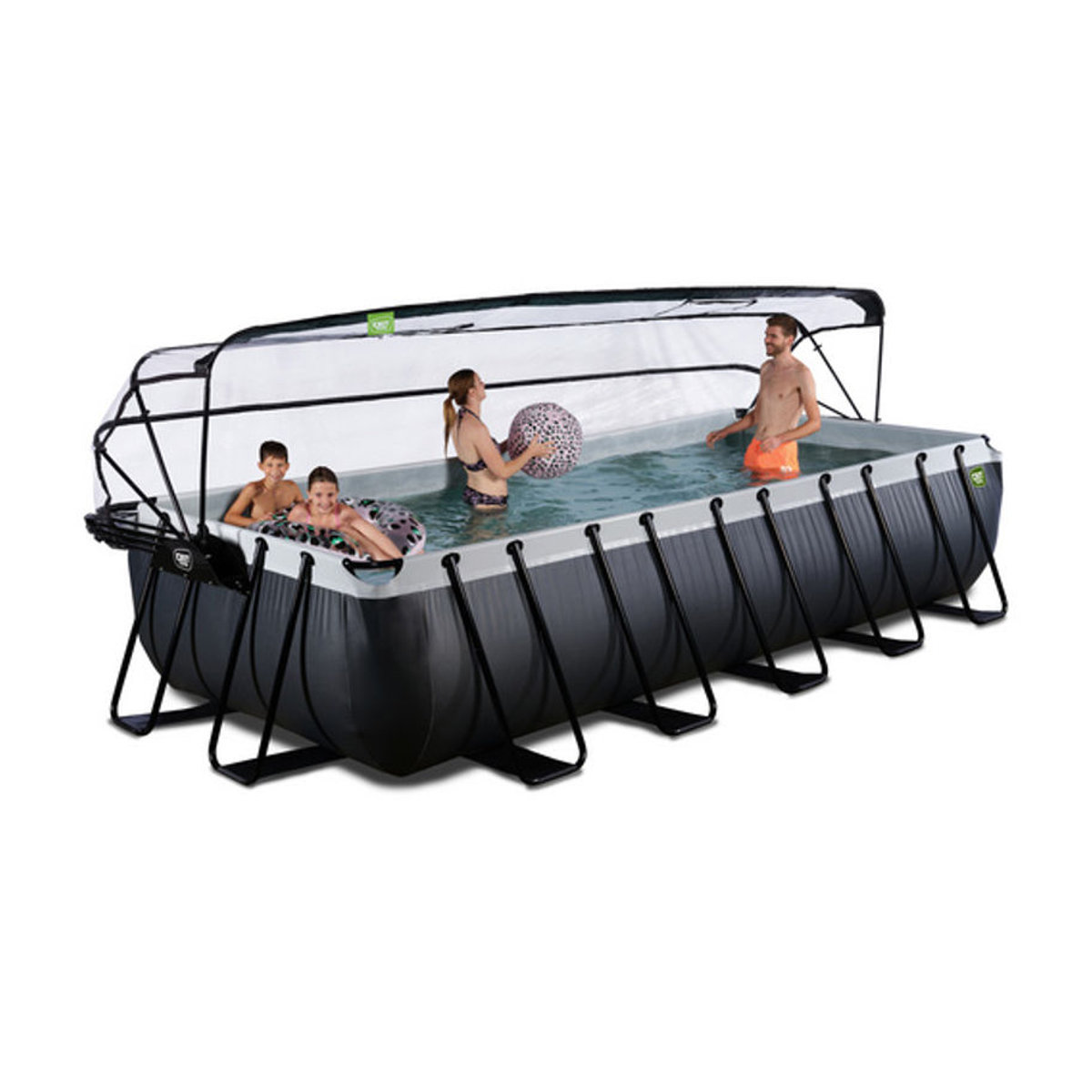 EXIT Black Leather Pool in Schwarz mit Sandfilterpumpe und Abdeckung B/T/H: 540 x 250 x 100 cm - Bild 2