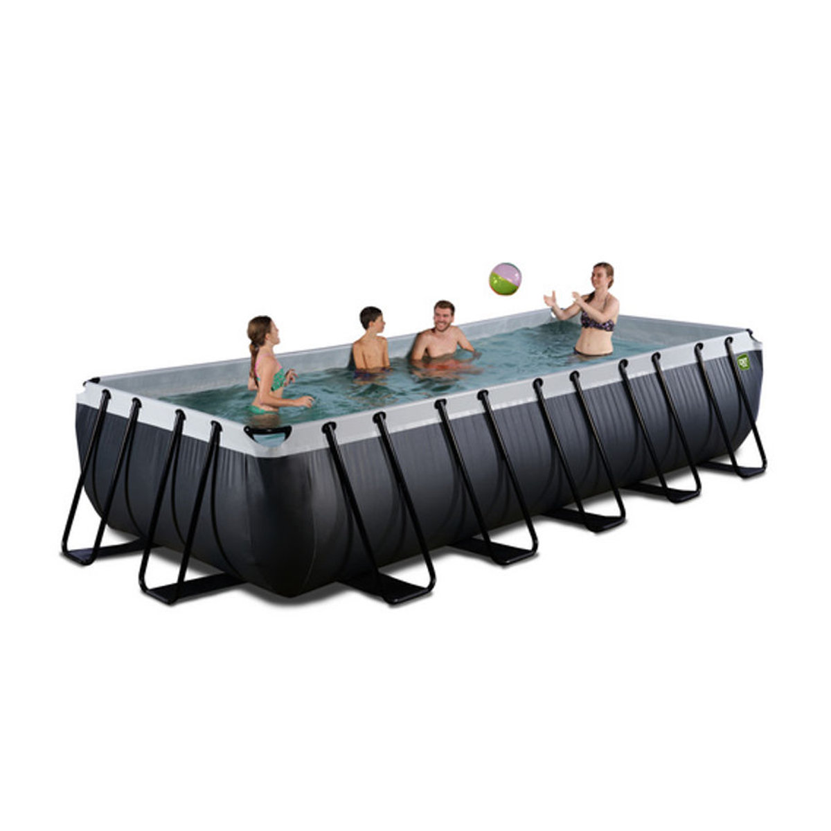 EXIT Black Leather Pool in Schwarz und Grau aus Kunststoff und Stahl, B/T/H: 540 x 250 x 100 cm - Bild 2