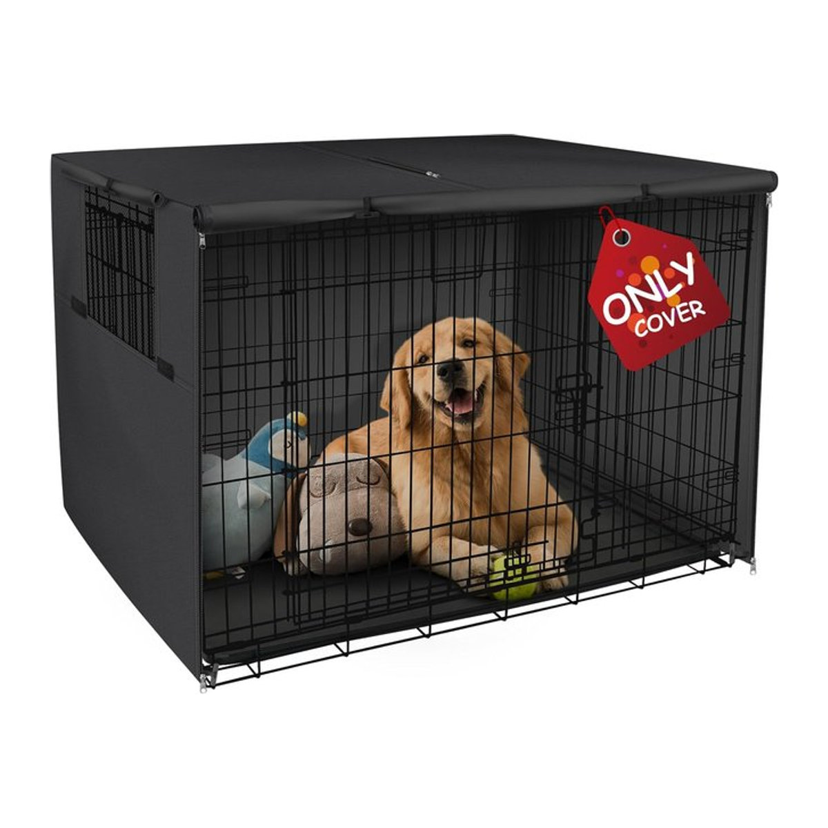 Explore Land Hunde-Kistenabdeckung aus robustem Polyester als Sonnenschutz für 42-Zoll-Drahtkäfig in Schwarz - Bild 1