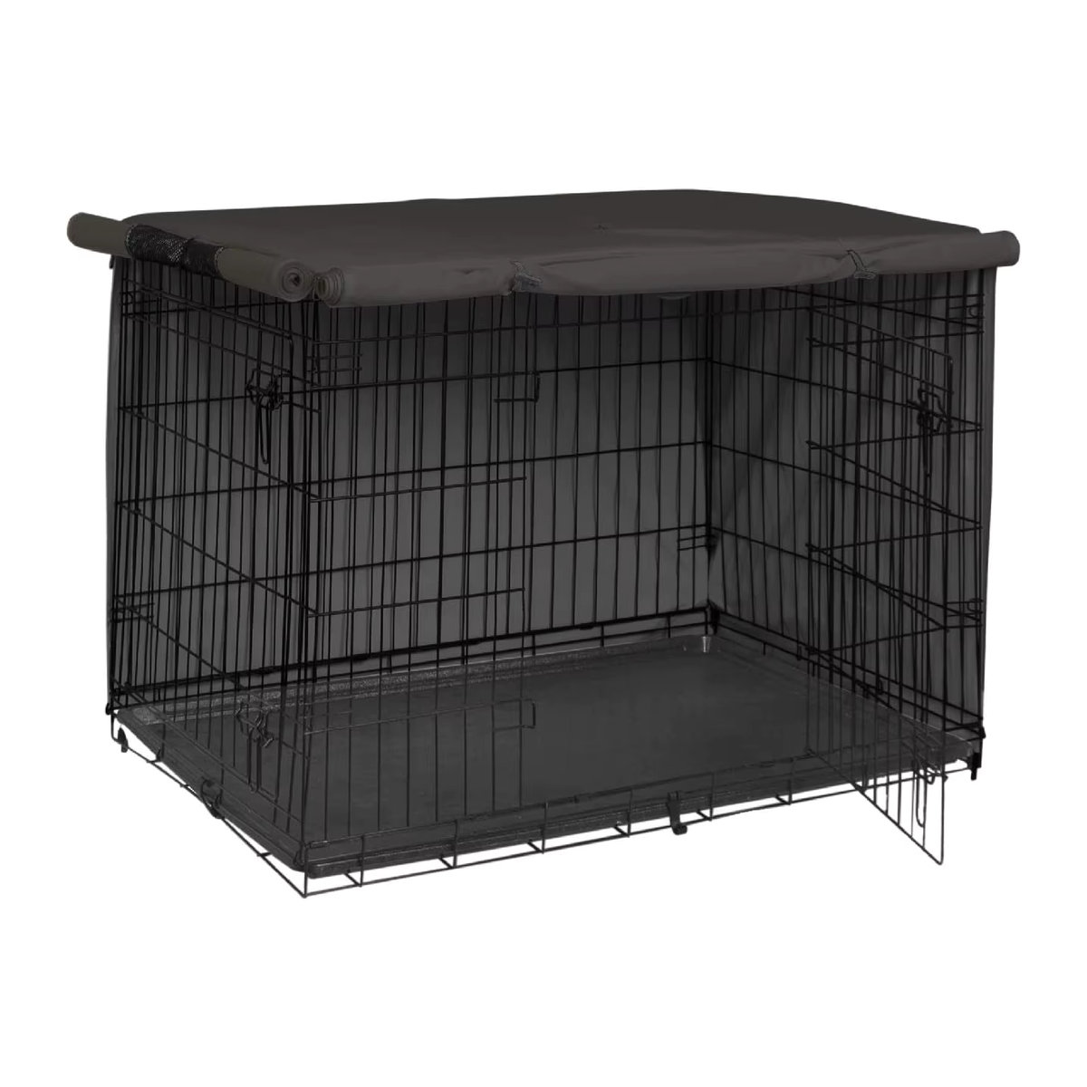 Explore Land Hunde-Kistenabdeckung aus robustem Polyester als Sonnenschutz für 42-Zoll-Drahtkäfig in Schwarz - Bild 4