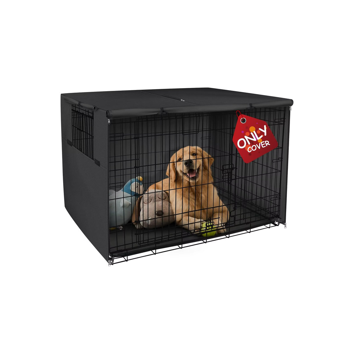 Explore Land Hunde-Kistenabdeckung aus robustem Polyester als Sonnenschutz für 42-Zoll-Drahtkäfig in Schwarz - Bild 5