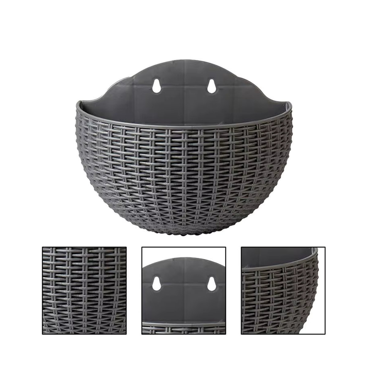 Exquisiter Wand-Blumentopf aus Kunststoff in Schwarz, geometrisches Design für Indoor und Outdoor zur Dekoration von Pflanzen - Bild 3