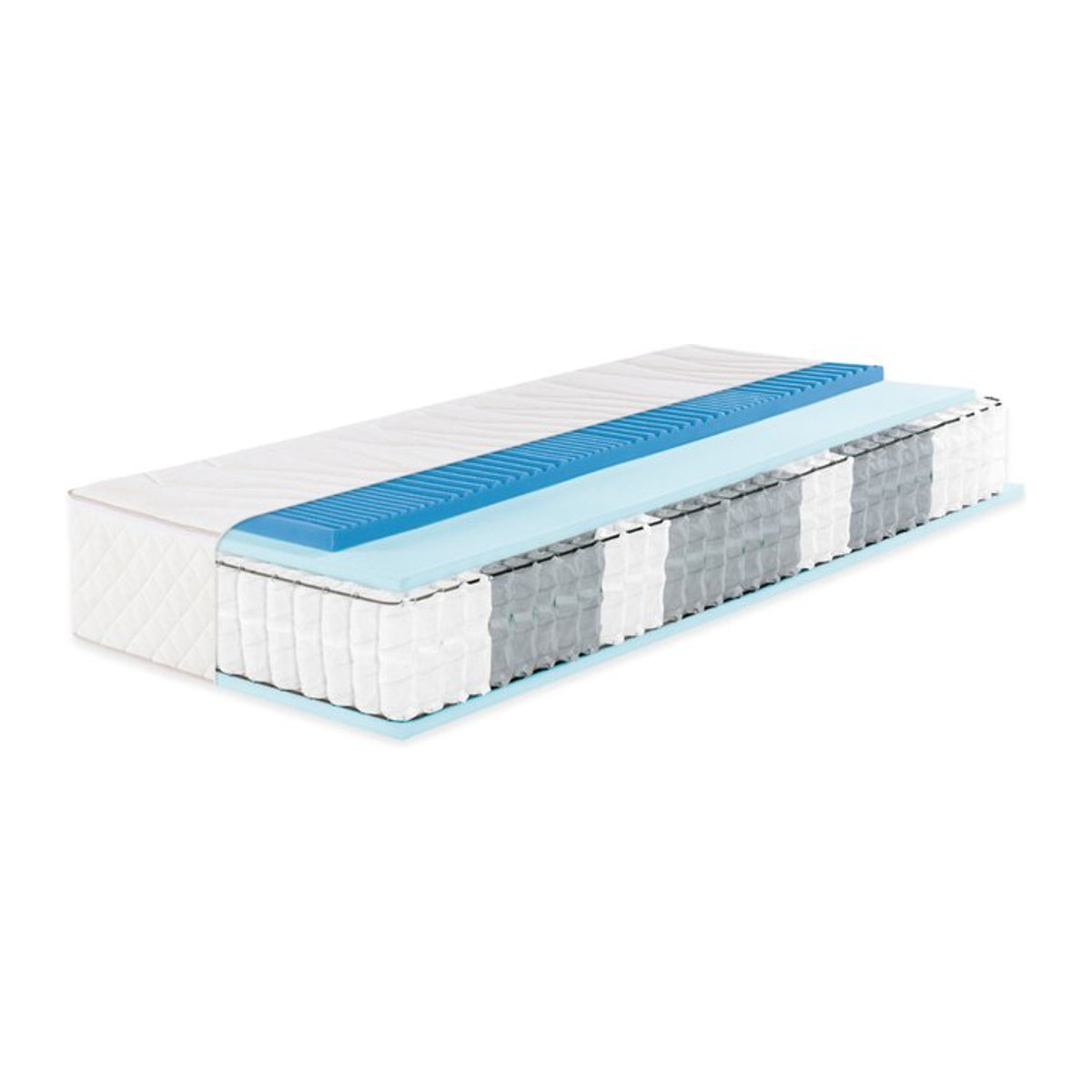 f.a.n. 7-Zonen Boxspring-Matratze mit integrierter Thermogel-Auflage und Taschenfederkern, H2, Weiß, B: 100 cm, L: 200 cm - Bild 1