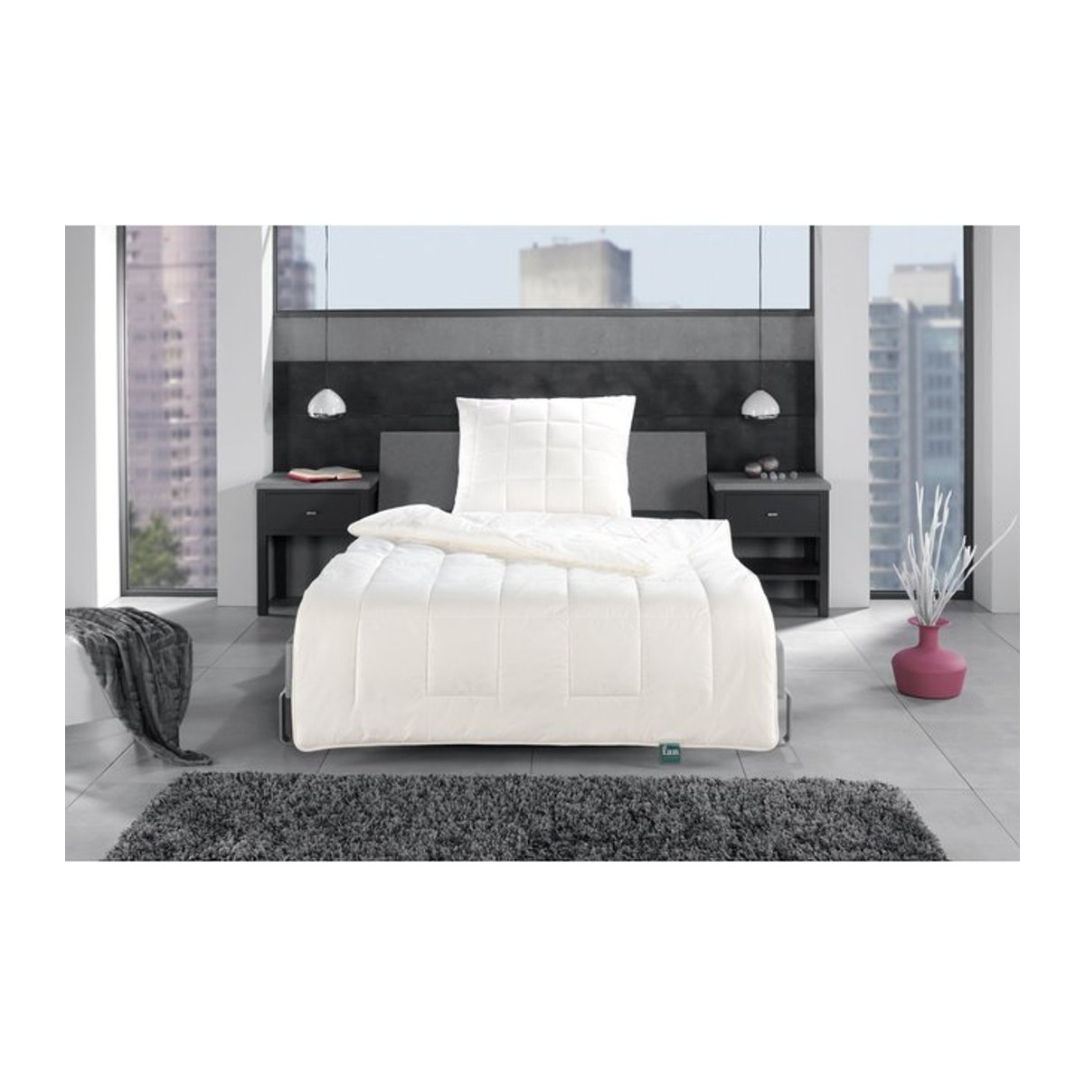 f.a.n. frankenstolz Duosteppbett aus kontrolliert natürlicher Baumwolle in Beige und Weiß mit Thermoisolierung und Steppung - Bild 1