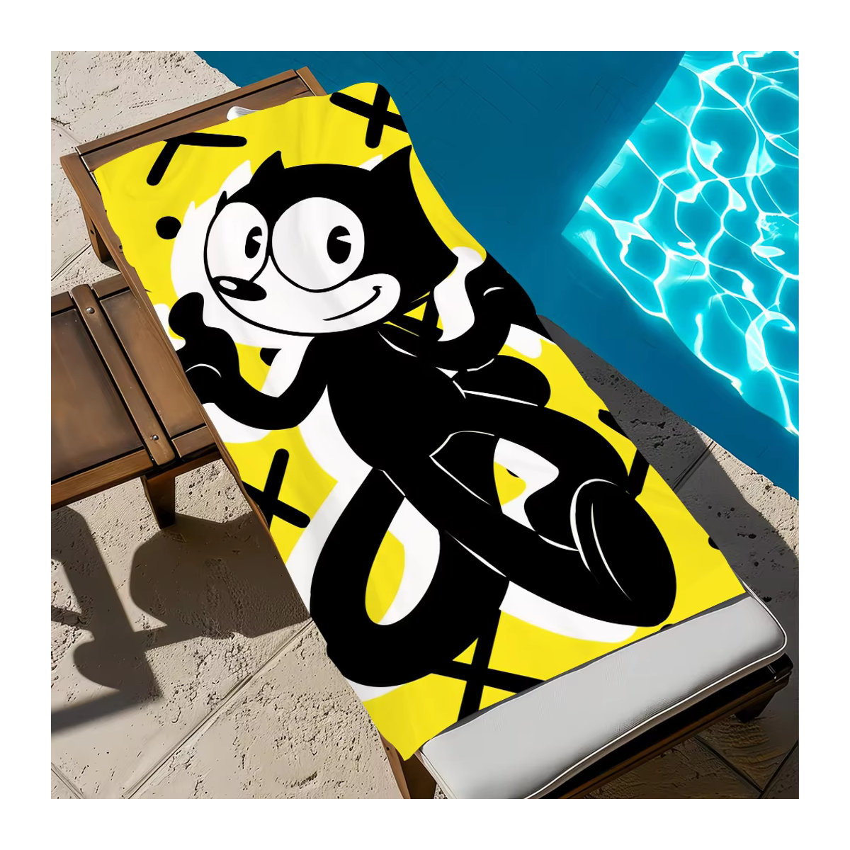 F-feli-x C-Cat-Cartoon Handtuch Gelb, schnell trocknend und saugfähig für Strand, Pool, Fitnessstudio und Reisen - Bild 6