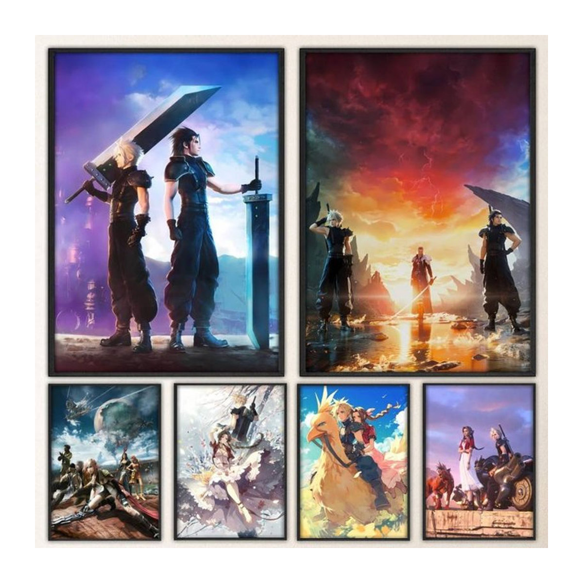 F-ffvii Wiedergeburt Poster Vintage Wandaufkleber mit Tiermotiv in Mehrfarbig, Rechteckig, B: 60 cm, H: 40 cm - Bild 1